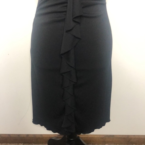 Black scrunch front ripple down v neck dress size small - Picture 3 of 14